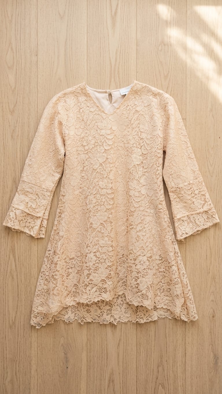 Blush Lace Mini Dress for Women | Elegant Soft Luxury Dress