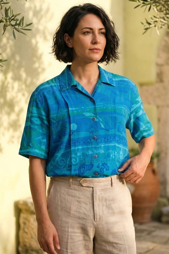 Blue Printed Casual Shirt for Women | Everyday Comfort Wear