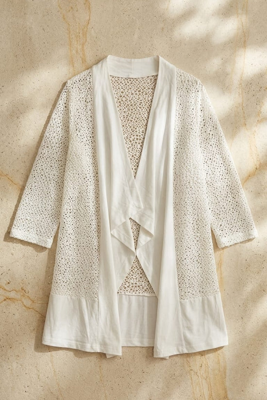 White Lace Layering Kimono | Elegant Minimal Cover-Up