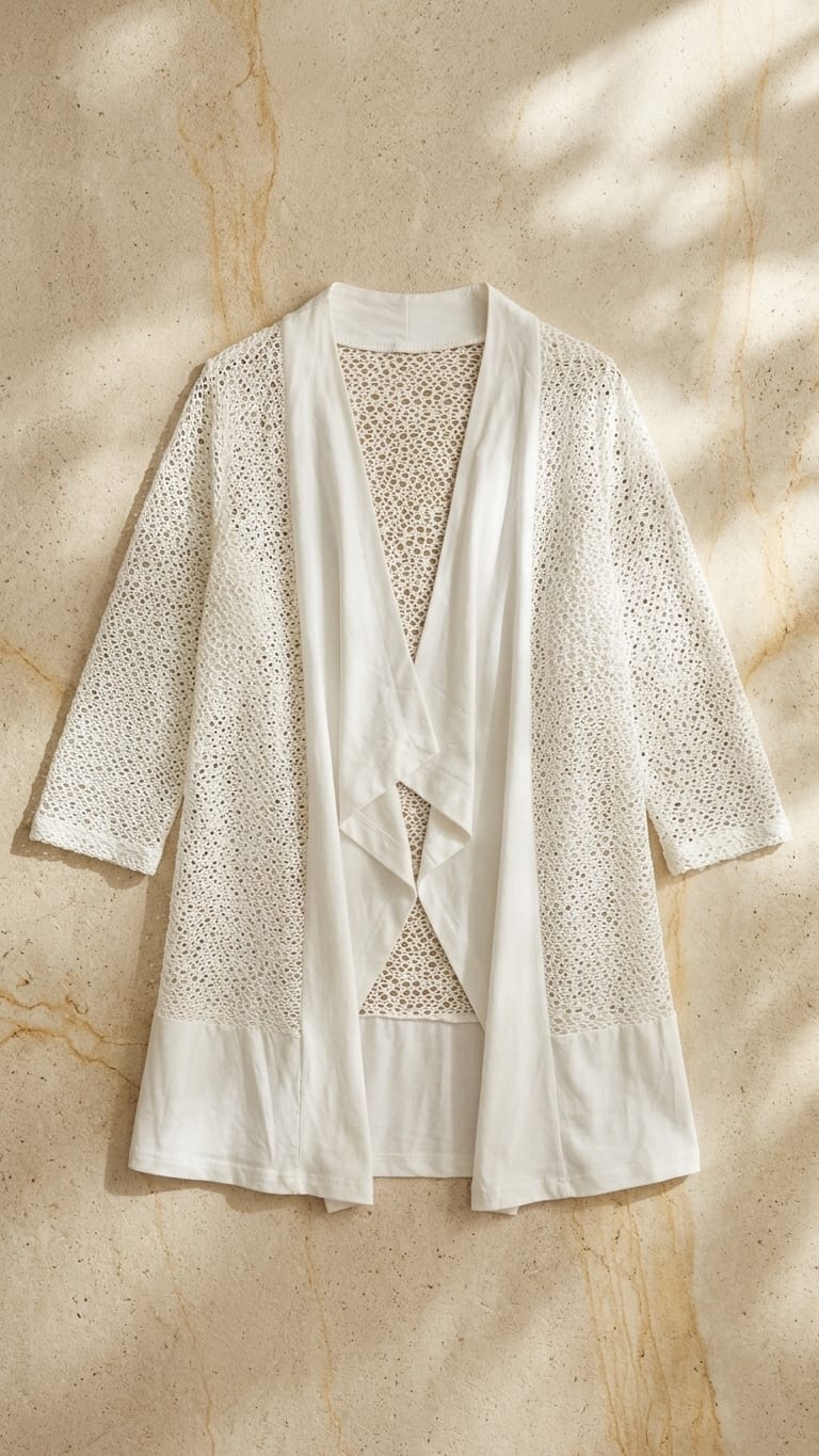 White Lace Layering Kimono | Elegant Minimal Cover-Up