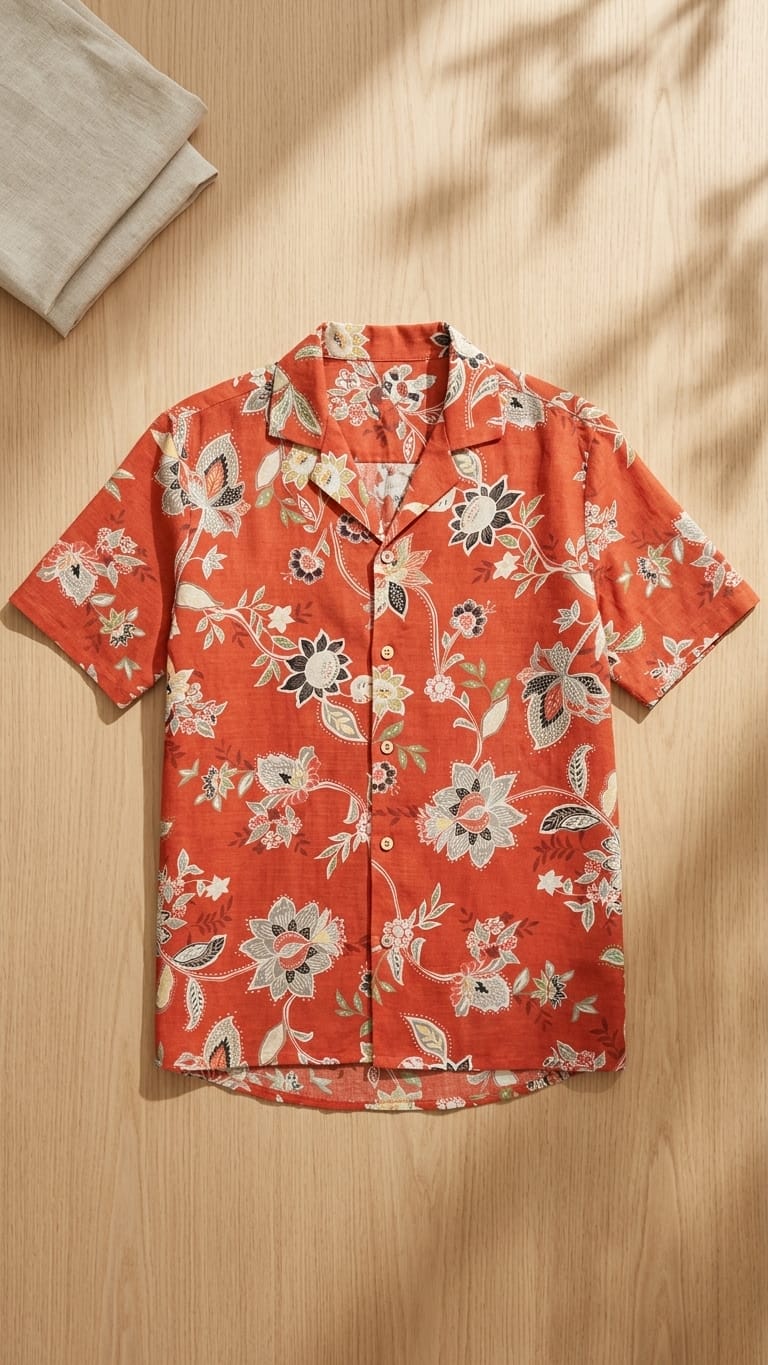 Rust Red Floral Printed Shirt for Women | Casual Summer Wear