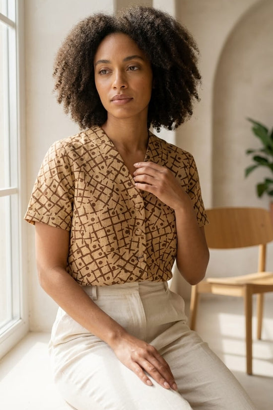 Earthy Geometric Print Shirt | Everyday Smart Casual