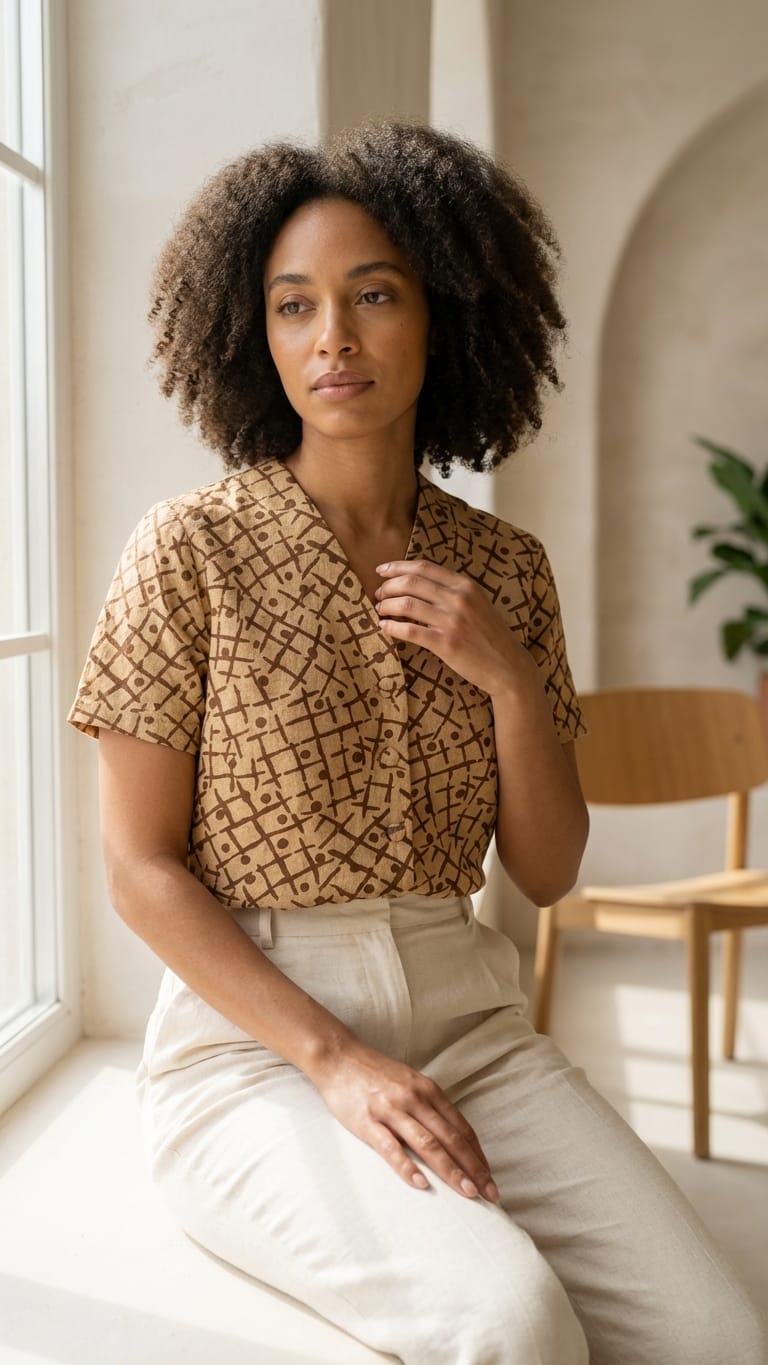 Earthy Geometric Print Shirt | Everyday Smart Casual