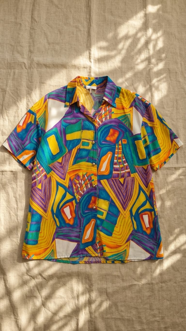 Multicolor Abstract Printed Oversized Shirt for Women | Statement Casual Wear