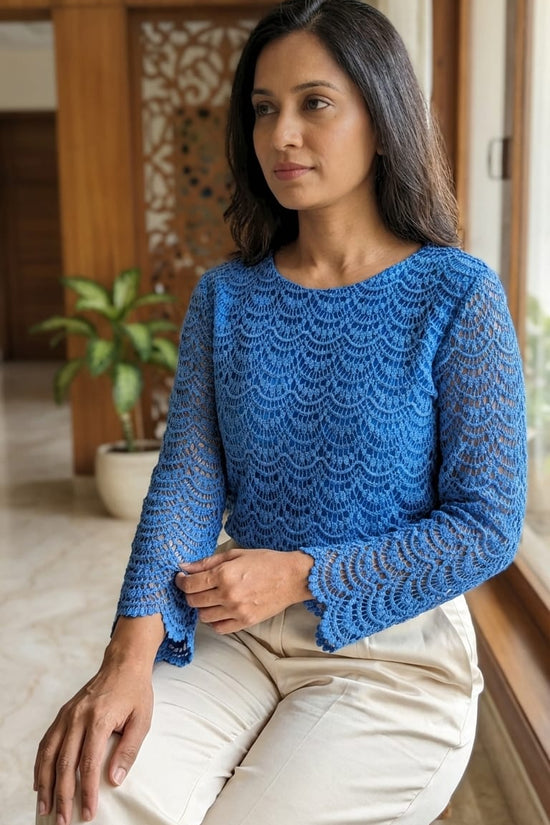 Elegant Blue Lace Kurti Top – Premium Daily Wear