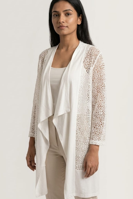 White Lace Layering Kimono | Elegant Minimal Cover-Up