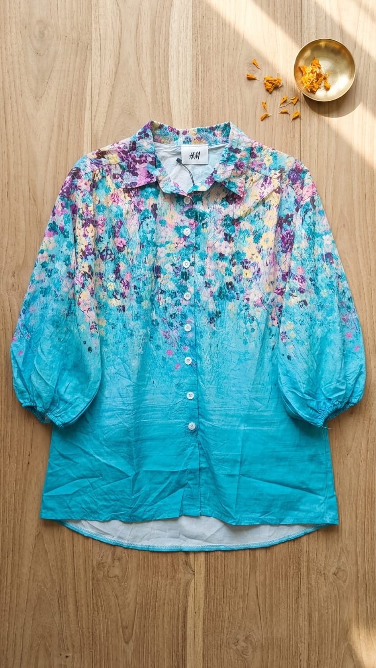 Aqua Floral Shirt | Soft Pastel Everyday Wear