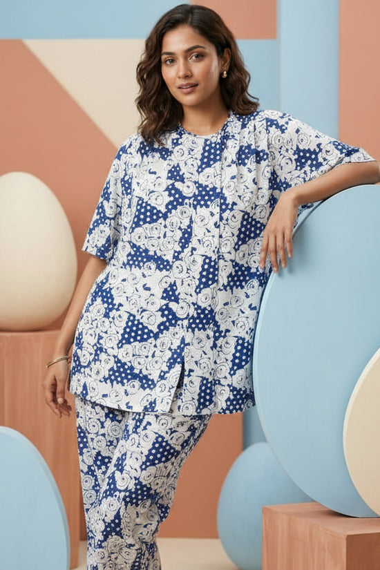 Navy Floral Printed Top | Elegant Everyday Wear