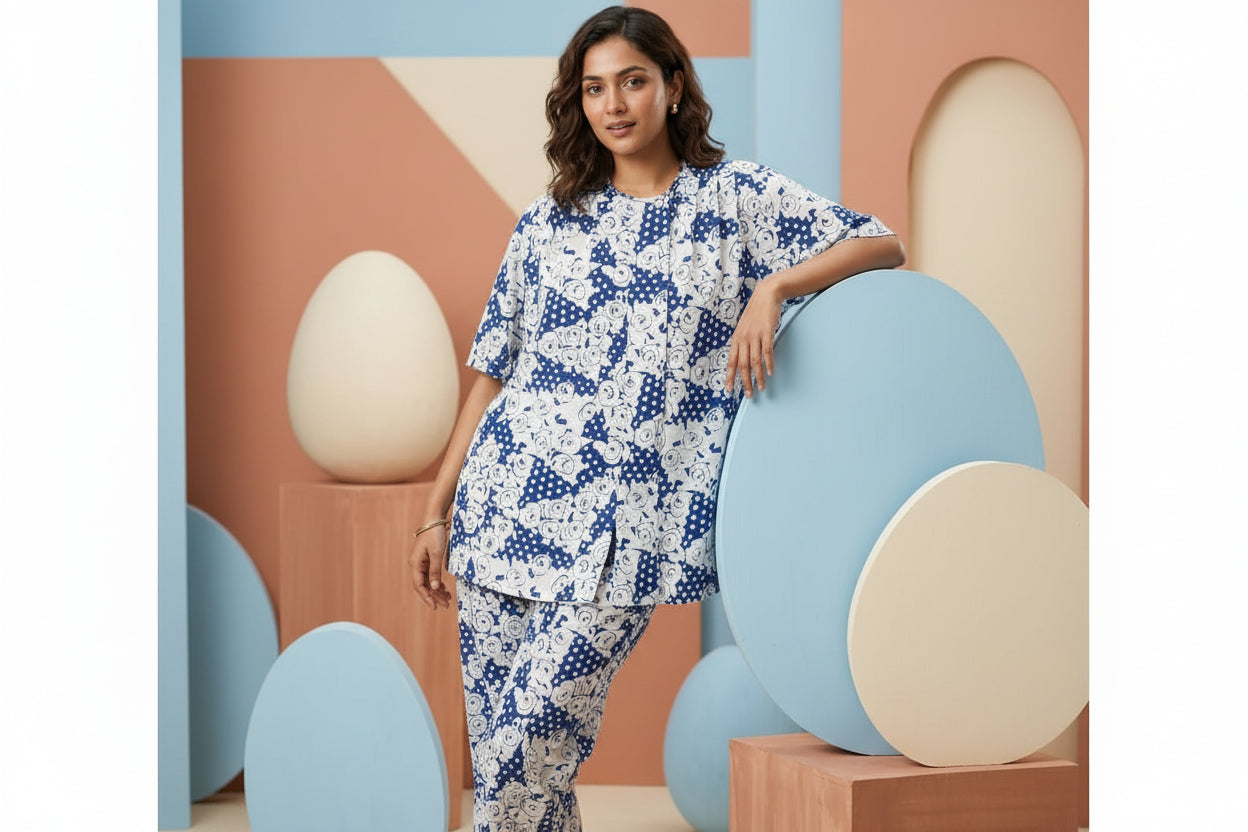 Navy Floral Printed Top | Elegant Everyday Wear