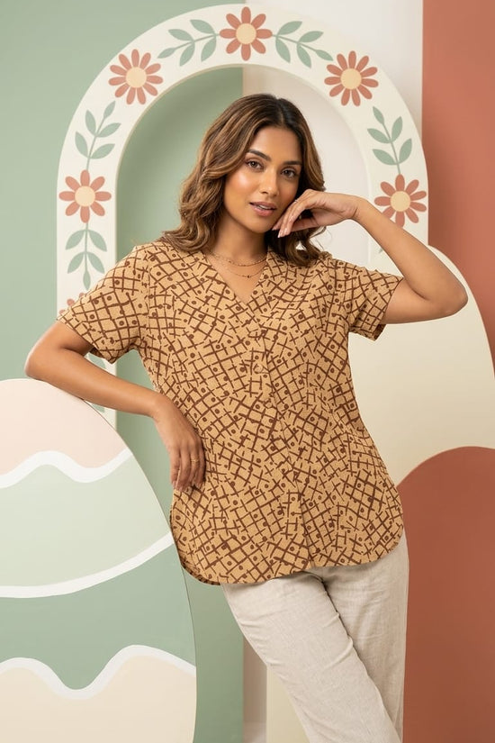 Earthy Geometric Print Shirt | Everyday Smart Casual