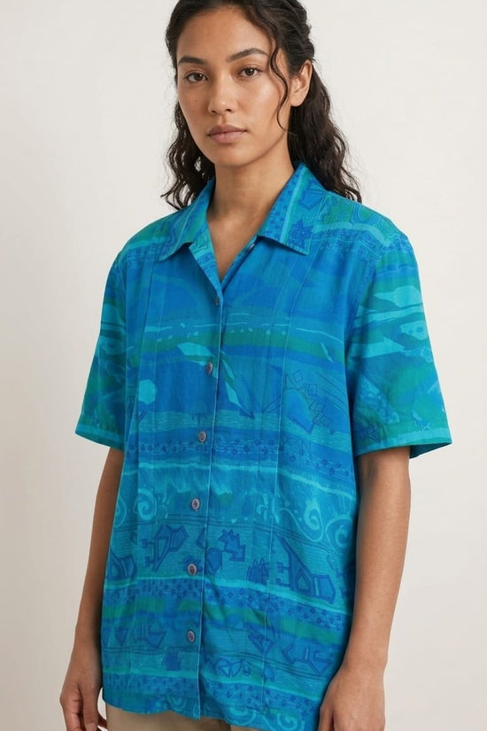 Blue Printed Casual Shirt for Women | Everyday Comfort Wear