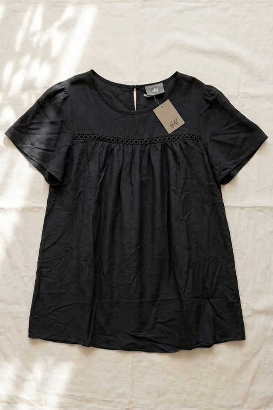 Black Flowy Babydoll Top for Women | Relaxed Elegant Casual Wear