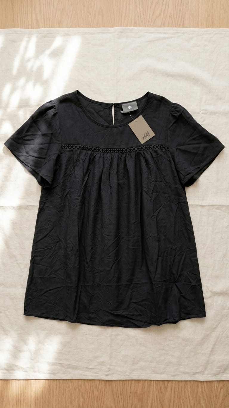 Black Flowy Babydoll Top for Women | Relaxed Elegant Casual Wear