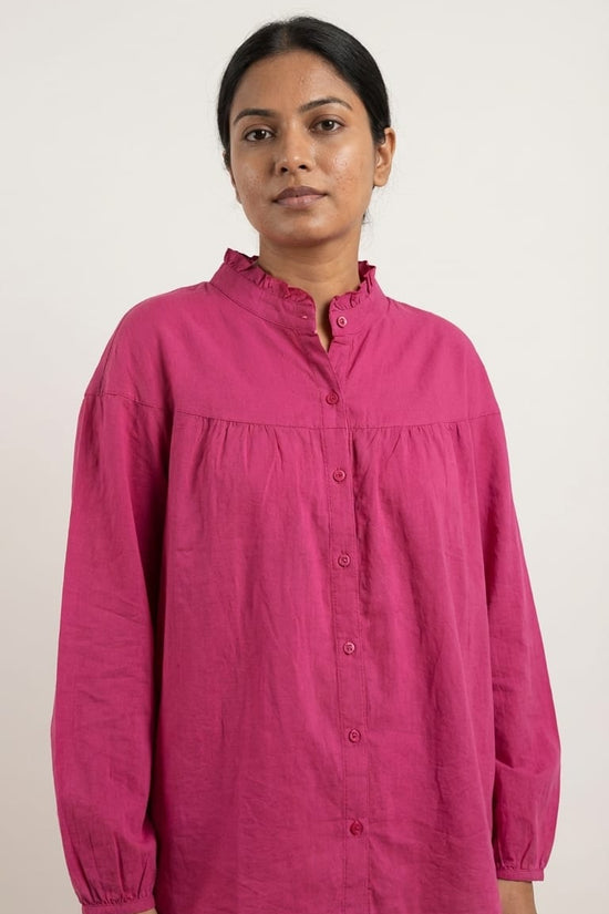 Fuchsia Cotton Relaxed Shirt | Bold Everyday Chic