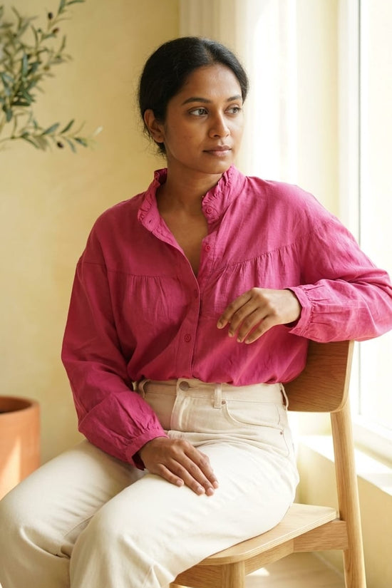 Fuchsia Cotton Relaxed Shirt | Bold Everyday Chic