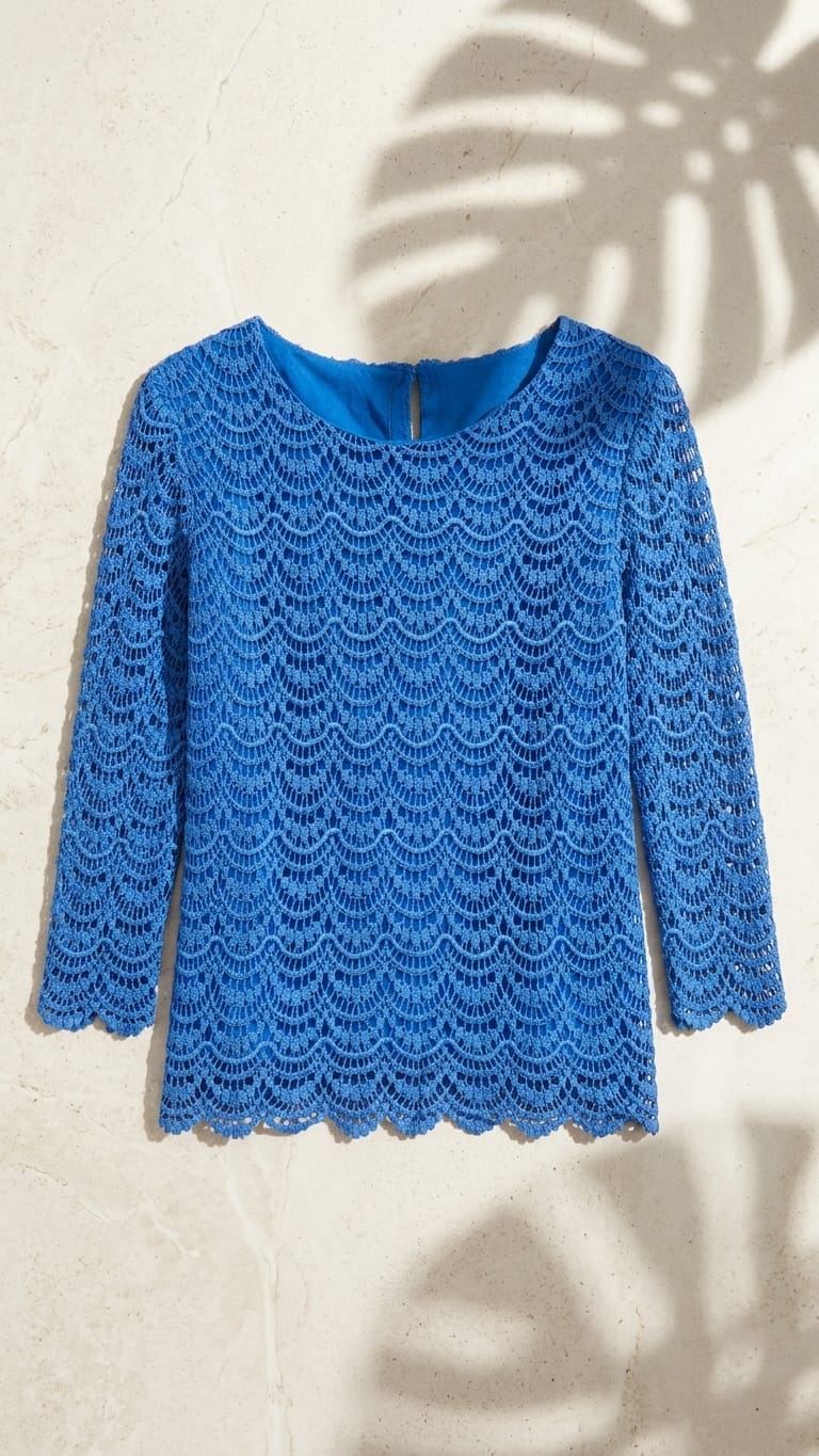Elegant Blue Lace Kurti Top – Premium Daily Wear