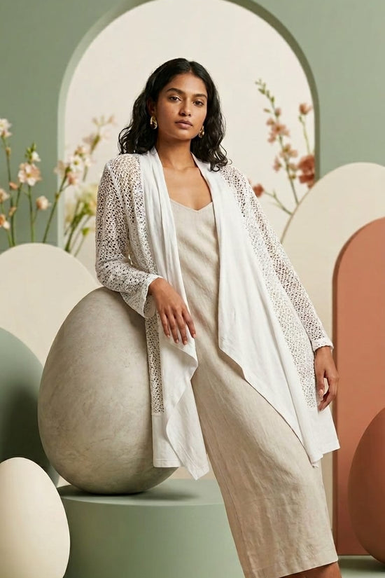 White Lace Layering Kimono | Elegant Minimal Cover-Up