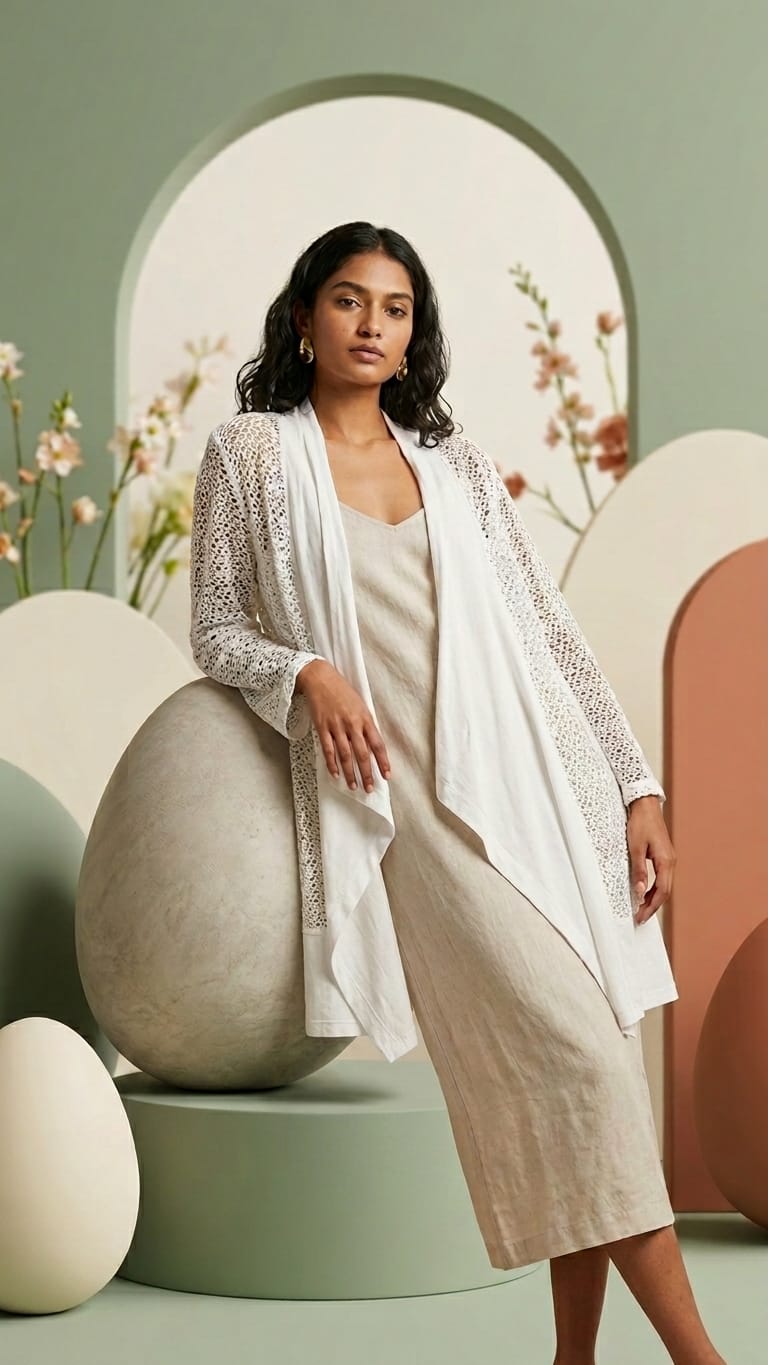 White Lace Layering Kimono | Elegant Minimal Cover-Up