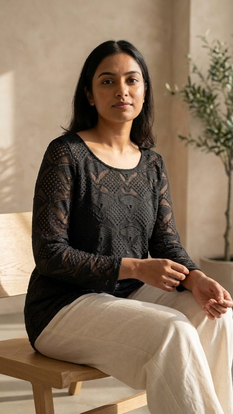 Elegant Black Lace Top for Women | Semi-Formal & Party Wear