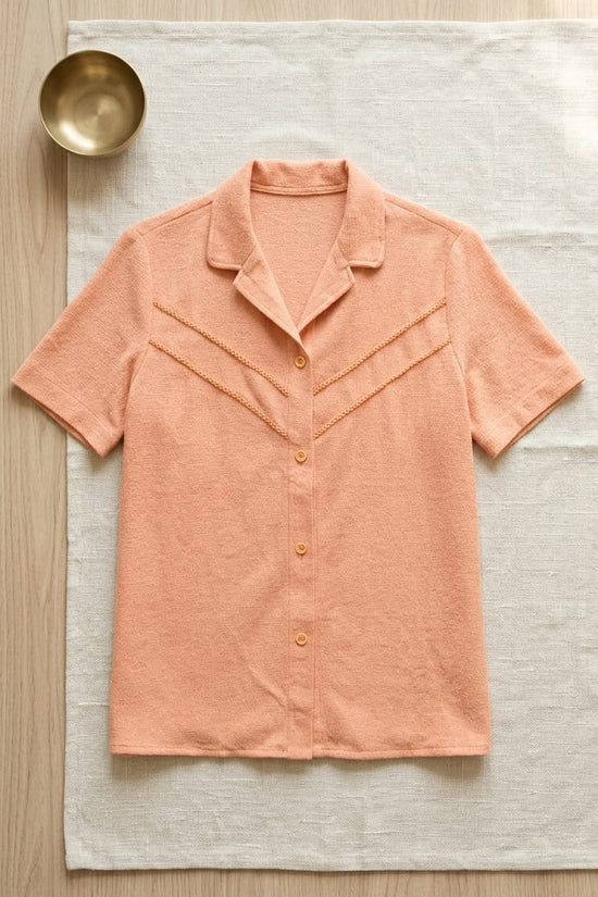 Peach Orange Textured Shirt | Soft Minimal Chic