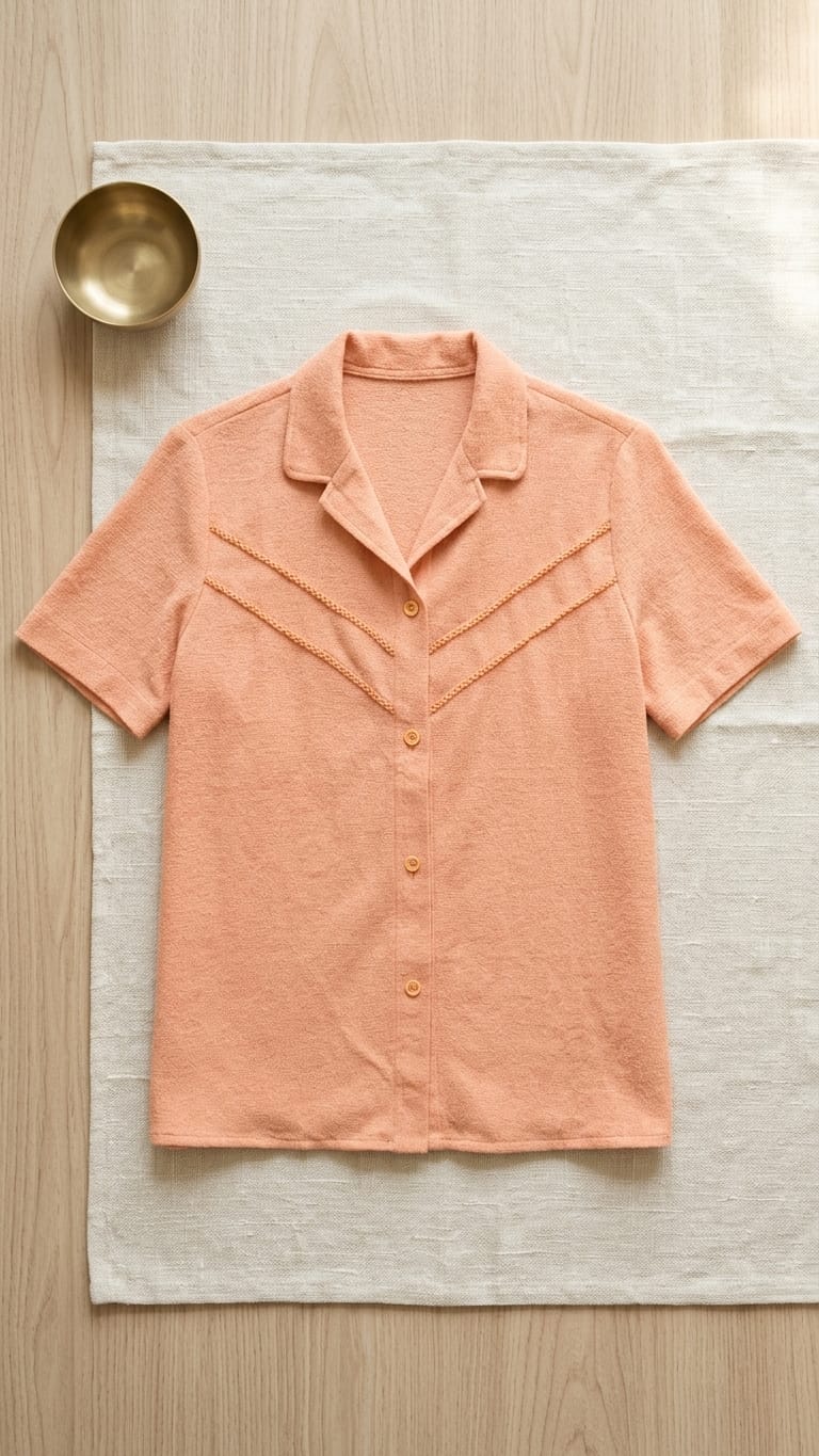 Peach Orange Textured Shirt | Soft Minimal Chic