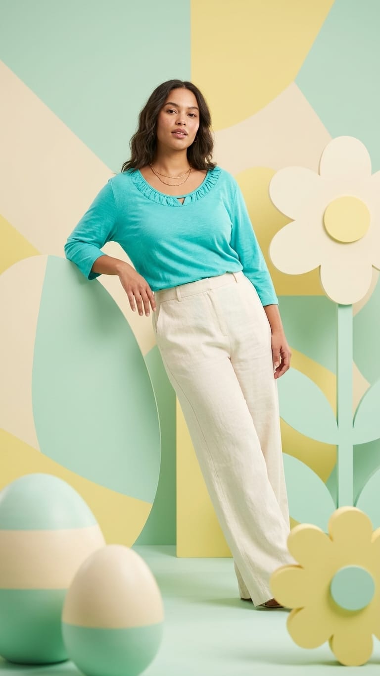 Teal Ruffle Neck Top | Soft Everyday Elegance