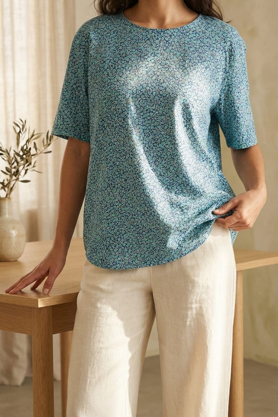 Mini Floral Blue Top | Easy Everyday Wear
